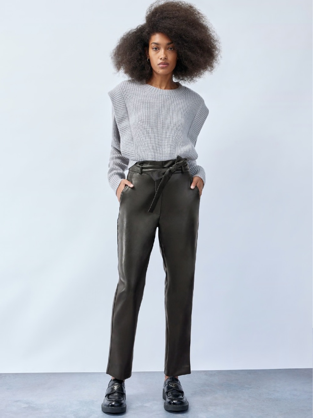 Aritzia Babaton Tie-Front Faux Leather Pants in Black Sz Medium NWT
